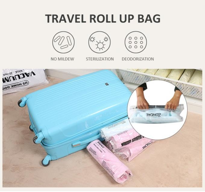 Individuell angepasste Reisevakuumspeicher Tasche Kunststoff Verpackung Hand Roll Vakuumspeicher Tasche mit Reißverschluss für Gepäck 0