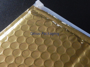 Spielen Sie Verpackenreißverschluss-Dia-Plastiktasche des Mattgoldblasen-Taschen-Reißverschlusses für Geschenke die Hauptrolle