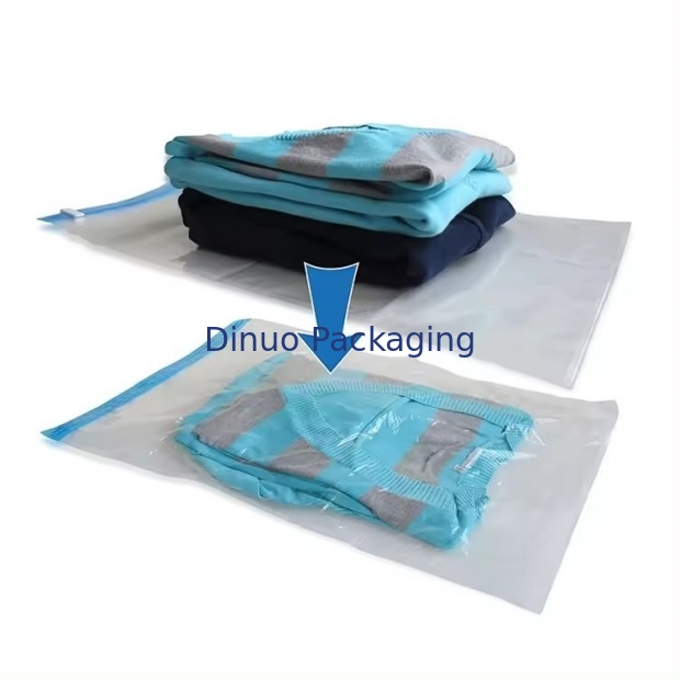 Individuell angepasste Reisevakuumspeicher Tasche Kunststoff Verpackung Hand Roll Vakuumspeicher Tasche mit Reißverschluss für Gepäck