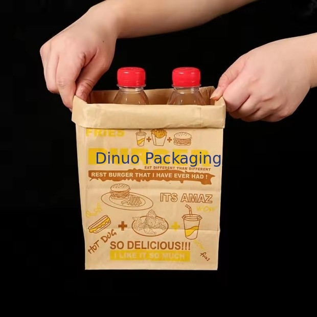 Einzelgroße Einweg-Brown Kraftpapiertüten für Brot, Sandwich Flachboden Lebensmittel mit Papiertüten