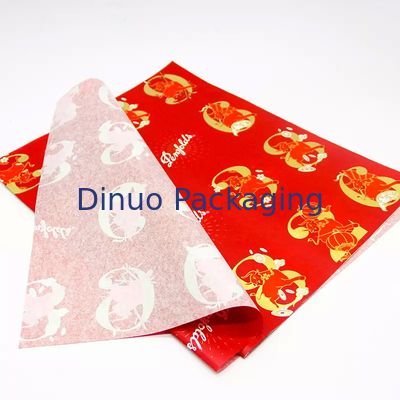 Weihnachtsgeschenkverpackung, die rote Seidenpapier-Verpackung mit Goldfolien-Druckblumen verpackt