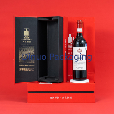 Kundenspezifische heiße Golddrucksache-Kasten-kundenspezifische rote Weißwein-Paket-Geschenkbox für Lieferung