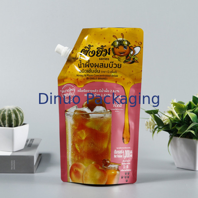 Kundenspezifischer biologisch abbaubarer Plastikaluminiumfolie-Tüllen-Beutel Straw Fruits Juice Pouch Bag