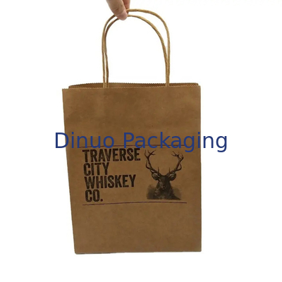 Custom Braun Kraft Papier Einkaufstüte Recyclingpapier Geschenktüten mit Griff