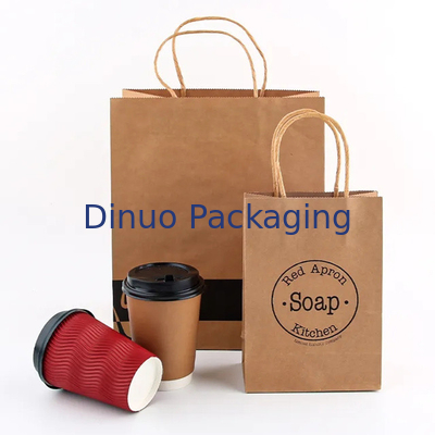 Custom Printed Logo Weißbraun Geschenk Kaufkraftpapiertasche mit verdrehtem Griff