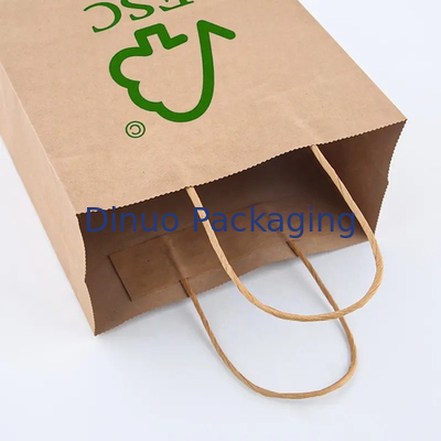 Custom Printed Logo Weißbraun Geschenk Kaufkraftpapiertasche mit verdrehtem Griff
