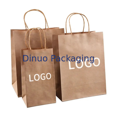 Custom Printed Logo Weißbraun Geschenk Kaufkraftpapiertasche mit verdrehtem Griff