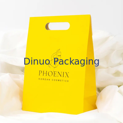 Bekleidung Verpackung Die Cut Handle Einkauf Kraftpapiertasche kundenspezifische gelbe Geschenktaschen