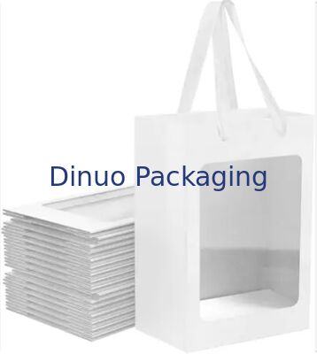 Mehrfachverwendbare Kraftpapier-Tote-Taschen mit Braun / Weiß / Schwarz-Fenster für Geschenke