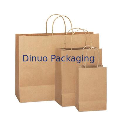 Food-grade Recyclable Oil-proof Classic Kraft Paper Bag Plastic Handle Screen Printing