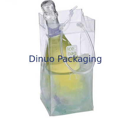 Verpackentaschen Gewohnheit PVCs, klarer Plastikkühlvorrichtungs-Eisbeutel für Wein-Verpackung