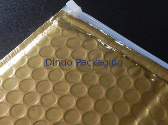 Spielen Sie Verpackenreißverschluss-Dia-Plastiktasche des Mattgoldblasen-Taschen-Reißverschlusses für Geschenke die Hauptrolle