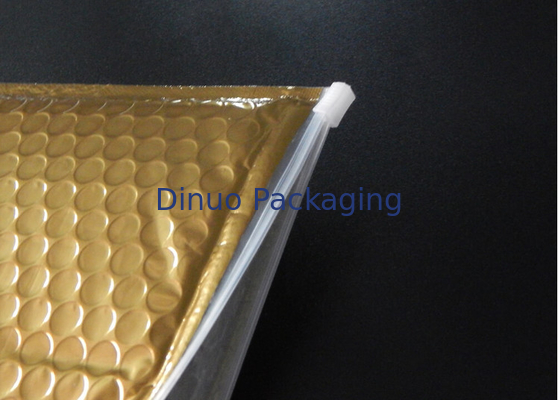 Spielen Sie Verpackenreißverschluss-Dia-Plastiktasche des Mattgoldblasen-Taschen-Reißverschlusses für Geschenke die Hauptrolle