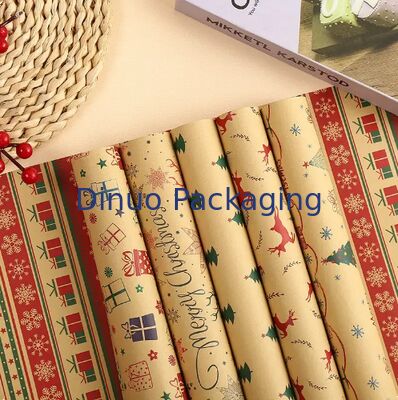 Weihnachtspapierrollen PE-beschichtet wasserdicht mit klassischen Weihnachtsmustern zum Geschenkeverpacken und für DIY-Bastelarbeiten